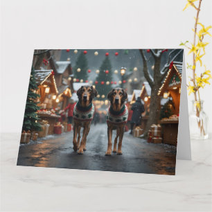 Wolfshond Honden Kerst Sneeuw Vakantie Kaart