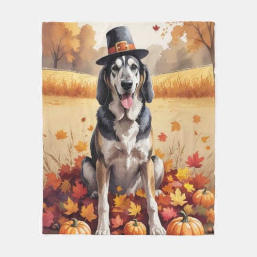 Wolfshond in de herfst verlaat Thanksgiving kunst Fleece Deken (Voorkant)