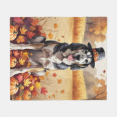 Wolfshond in de herfst verlaat Thanksgiving kunst Fleece Deken (Voorkant (Horizontaal))