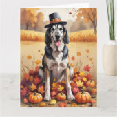 Wolfshond in de herfst verlaat Thanksgiving kunst Kaart (Voorkant)