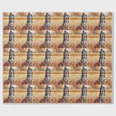 Wolfshond in herfstbladeren dankbaarheid kunst cadeaupapier (Vlak)