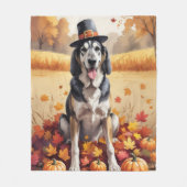 Wolfshond in herfstbladeren dankbaarheid kunst fleece deken (Voorkant)