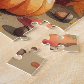 Wolfshond in herfstbladeren dankbaarheid kunst legpuzzel (Zijkant)