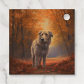 Wolfshond in herfstbladeren val inspireert bedankjes labels (Achterkant)