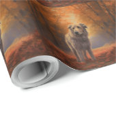 Wolfshond in herfstbladeren val inspireert cadeaupapier (Rol Hoek)