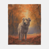 Wolfshond in herfstbladeren val inspireert fleece deken (Voorkant)