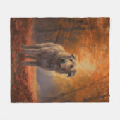 Wolfshond in herfstbladeren val inspireert fleece deken (Voorkant (Horizontaal))