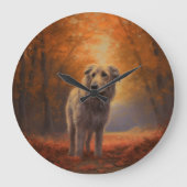 Wolfshond in herfstbladeren val inspireert grote klok (Voorkant)
