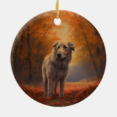 Wolfshond in herfstbladeren val inspireert keramisch ornament (Achterkant)