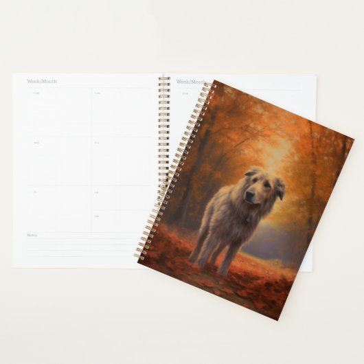 Wolfshond in herfstbladeren val inspireert planner (Display)
