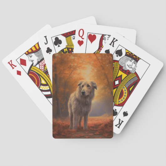 Wolfshond in herfstbladeren val inspireert pokerkaarten (Achterkant)