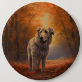 Wolfshond in herfstbladeren val inspireert ronde button 6,0 cm (Voorkant)