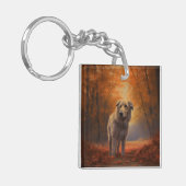 Wolfshond in herfstbladeren val inspireert sleutelhanger (Voorkant Links)