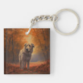 Wolfshond in herfstbladeren val inspireert sleutelhanger (Achterkant)