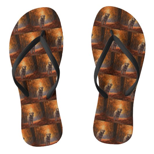 Wolfshond in herfstbladeren val inspireert  teenslippers (Voetbed)