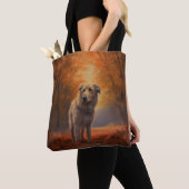 Wolfshond in herfstbladeren val inspireert tote bag (Dichtbij)