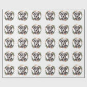 Wolfshond Kerst Krans Festieve Pup Cadeaupapier (Vlak)