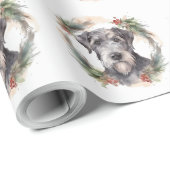 Wolfshond Kerst Krans Festieve Pup Cadeaupapier (Rol Hoek)