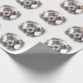 Wolfshond Kerst Krans Festieve Pup Cadeaupapier (Hoek)