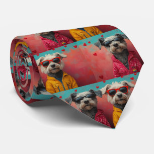 Wolfshond met hart Rozen Valentijnsdag Stropdas