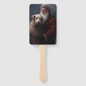 Wolfshond met Kerstman Feestelijke Kerst Handwaaier (Achterkant)