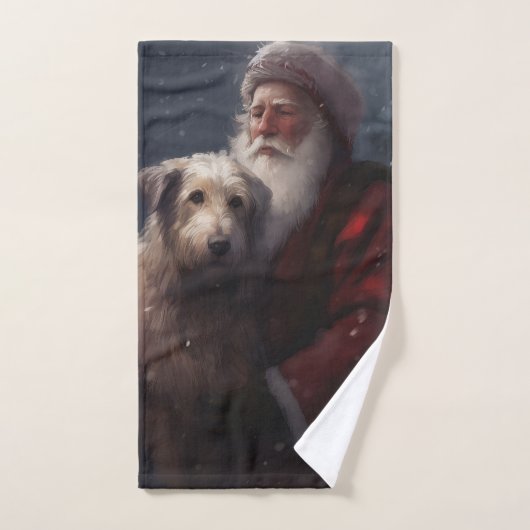 Wolfshond met kerstman Feestelijke Kerstmis Bad Handdoek (Handdoek)
