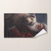 Wolfshond met kerstman Feestelijke Kerstmis Bad Handdoek (Handdoek)