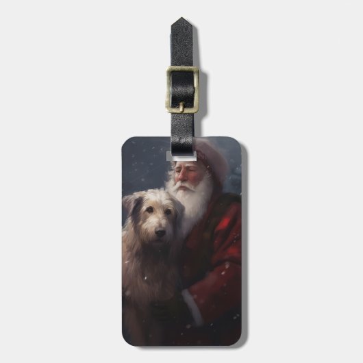 Wolfshond met Kerstman Feestelijke Kerstmis Bagagelabel (Voorkant verticaal)