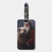 Wolfshond met Kerstman Feestelijke Kerstmis Bagagelabel (Achterkant verticaal)