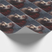 Wolfshond met Kerstman Feestelijke Kerstmis Cadeaupapier (Hoek)