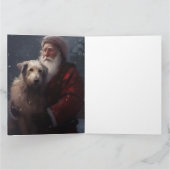 Wolfshond Met Kerstman Feestelijke Kerstmis Kaart (Binnen)