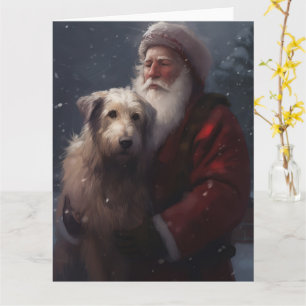 Wolfshond Met Kerstman Feestelijke Kerstmis Kaart