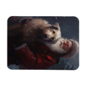 Wolfshond met kerstman Feestelijke Kerstmis Magneet (Horizontaal)