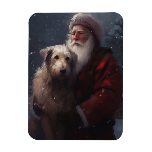 Wolfshond met kerstman Feestelijke Kerstmis Magneet (Verticaal)