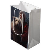 Wolfshond met kerstman Feestelijke Kerstmis Medium Cadeauzakje (Voorkant Gekanteld)
