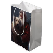 Wolfshond met kerstman Feestelijke Kerstmis Medium Cadeauzakje (Achterkant Gekanteld)