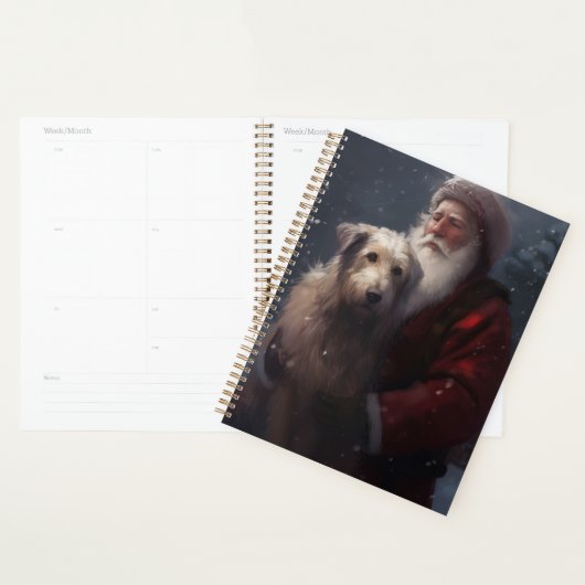 Wolfshond Met Kerstman Feestelijke Kerstmis Planner (Display)