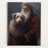 Wolfshond Met Kerstman Feestelijke Kerstmis Planner (Voorkant)