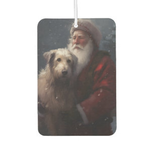 Wolfshond Met Kerstman Festieve Kerstmis Luchtverfrisser