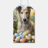 Wolfshond met paaseieren vakantie cadeaulabel (Achterkant)