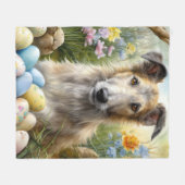 Wolfshond met paaseieren vakantie fleece deken (Voorkant (Horizontaal))