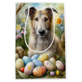 Wolfshond met paaseieren vakantie medium cadeauzakje (Voorkant)