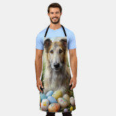 Wolfshond met paaseieren vakantie schort (Gedragen)