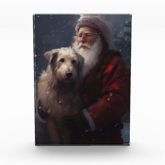 Wolfshond Met Sinterklaas Festieve Kerstmis Fotoblokken (Voorkant)