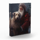 Wolfshond Met Sinterklaas Festieve Kerstmis Fotoblokken (Links)