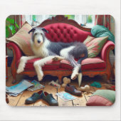 Wolfshond op een bank muismat (Voorkant)