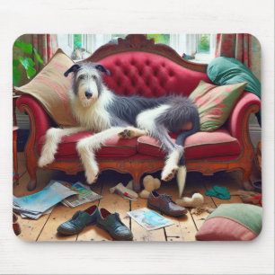 Wolfshond op een bank muismat
