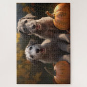 Wolfshond Puppy Herfstvreugde Pompoen Legpuzzel (Verticaal)