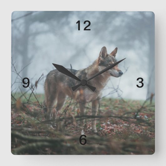 Wolfshond Vierkante Klok (Voorkant)