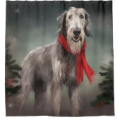 Wolfshondhond in Sneeuw Kerstmis Douchegordijn (Voorkant)
